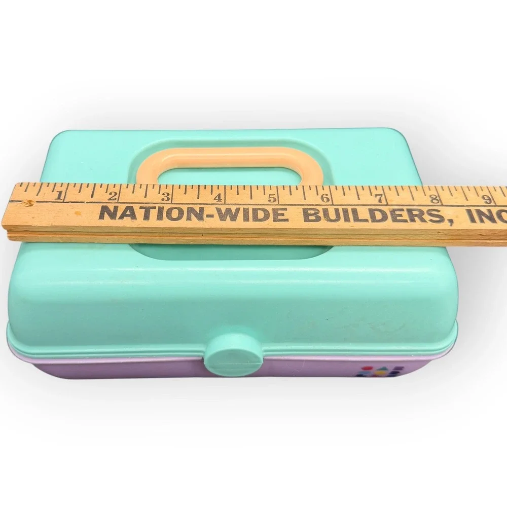Vtg Caboodles Makeup Case Organizer Mint Green Lavender 90s Retro‎ Cosmetic Box